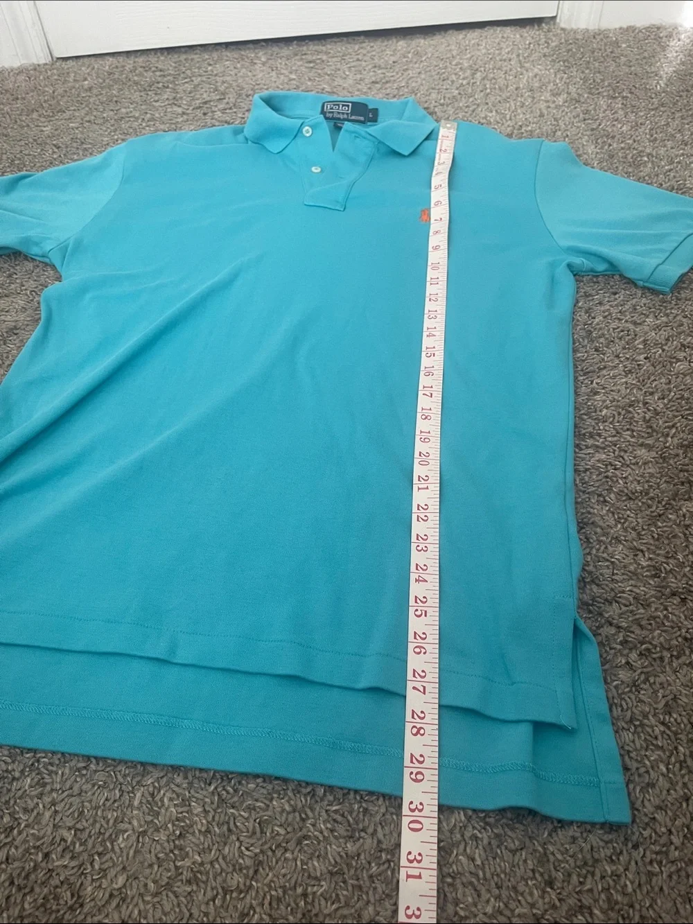 Men’s Ralph Lauren Men's Turquoise Polo with Orange Pony - Picture 4 of 8